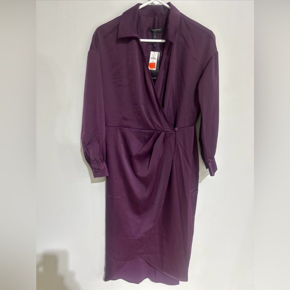 New WITH TAGS Banana Republic Knee Length Wrap Dress Women's PETITE SZ 6 Tie